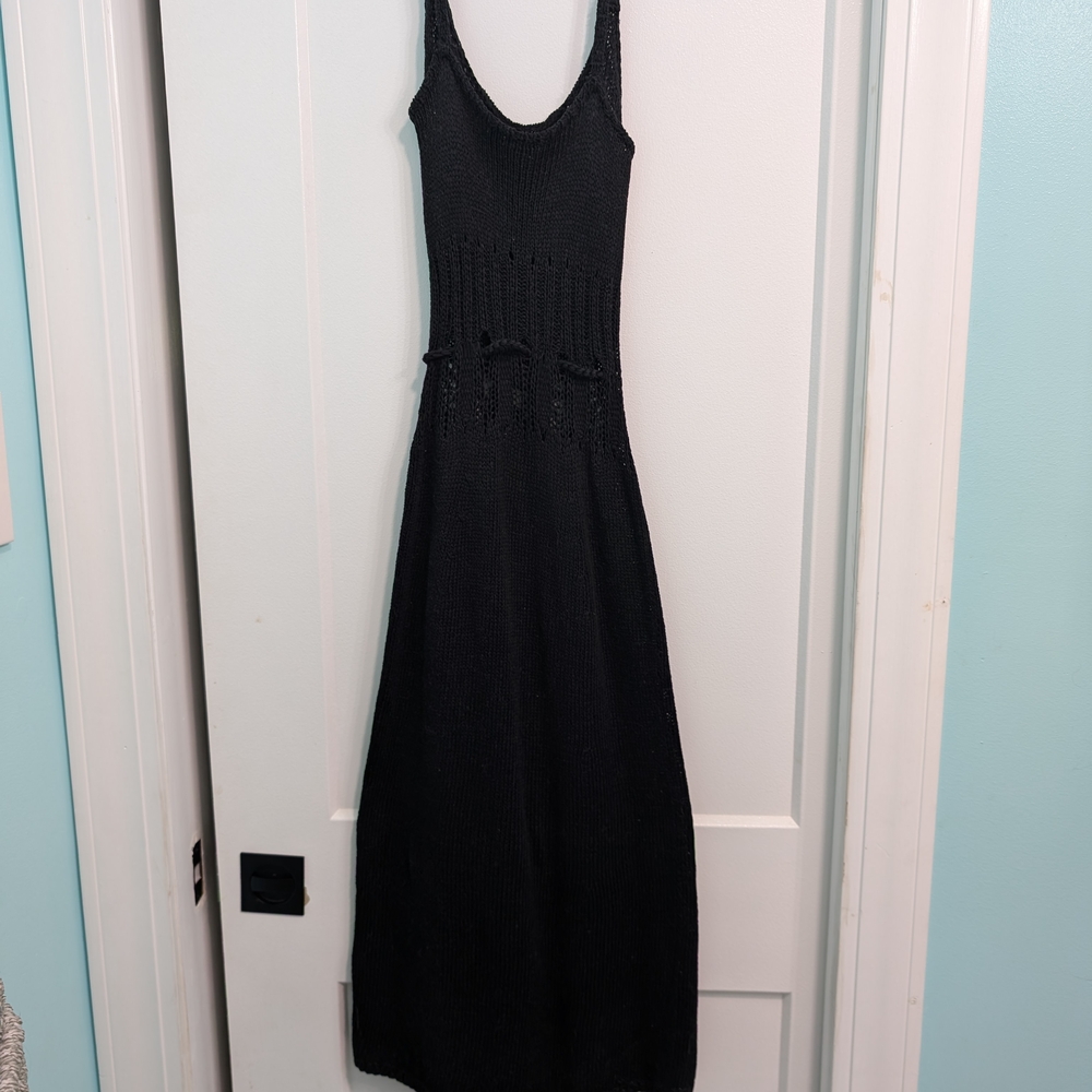 BCBG Black Sheath Maxi Dress Sleeveless Scoop Neck